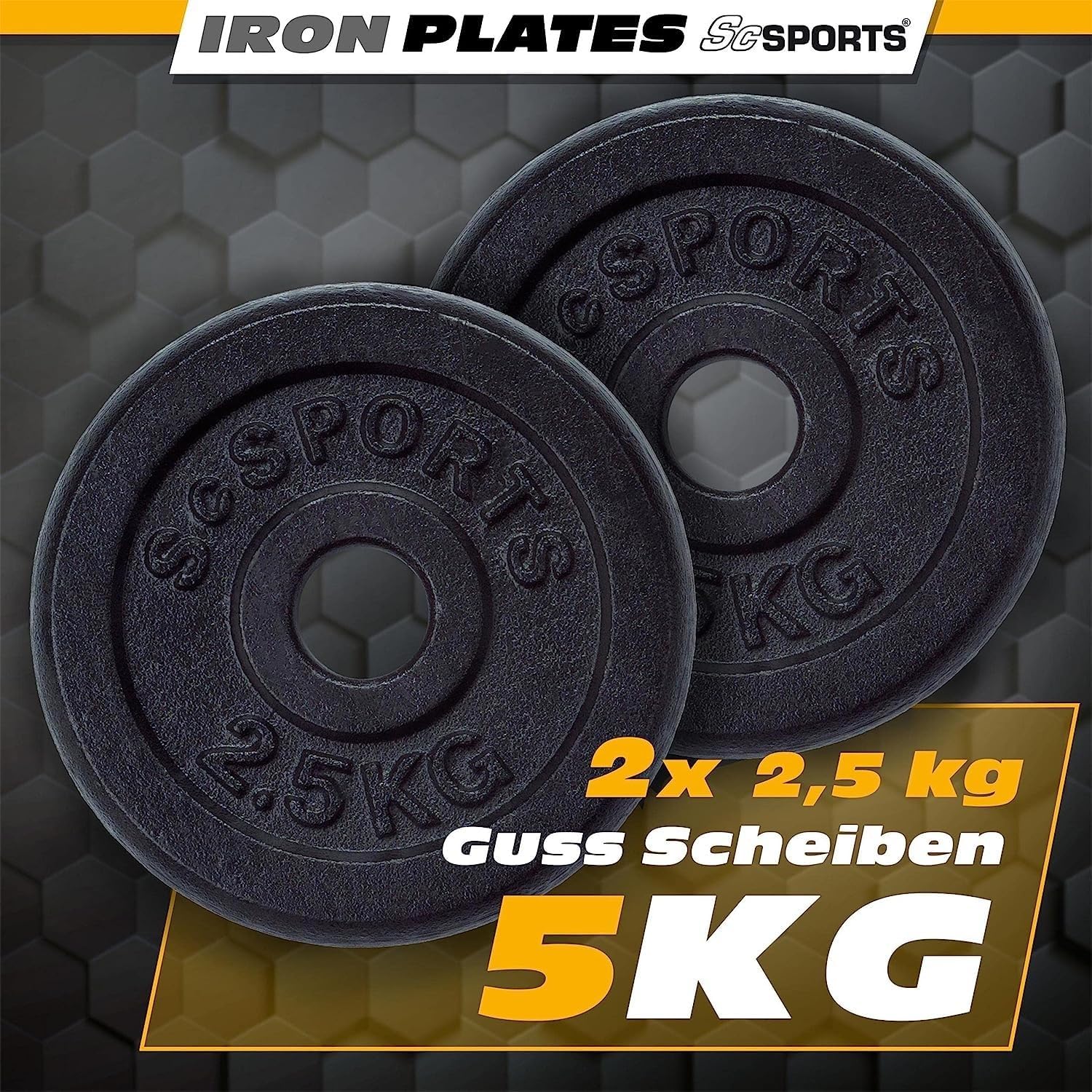 Halterschijven - Halter gewichten - 30 mm - 2x2.5 kg - Gietijzer - ScSPORTS®