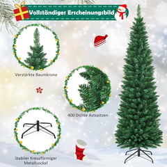 COSTWAY Kerstboom met potlood, 180 cm, kunstkerstboom met metalen standaard, pvc-naalden, kunstboom, ideaal voor thuis, kantoor, winkels en hotels, groen (180 cm)