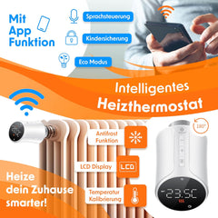 KESSER® Radiatorthermostaat, wifi, verwarmingsthermostaat, wifi met Smart Home App bediening, thermostaat Alexa, Google Assistant met 6 radiatorventielen, energie en kosten besparen