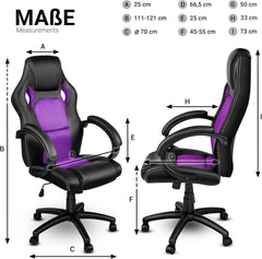 Ergonomische Bureaustoel - Office Chair - Gamestoel - Volwassenen - Zwart/Lila - TRESKO •