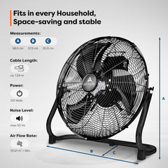 Aerson Vloerventilator - 50cm - 3 standen - 120W - Zwart