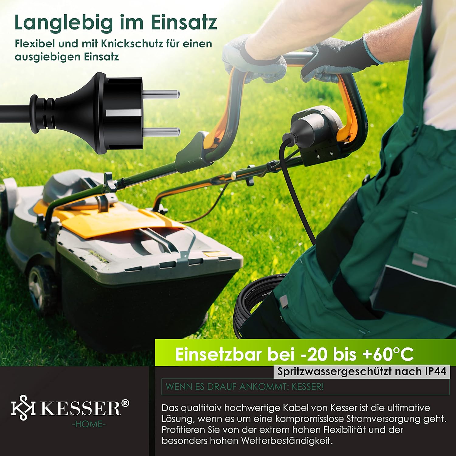 KESSER® Verlengkabel 25 meter voor binnen en buiten IP44 - Zwart