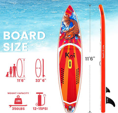 FEATH-R-LITE Opblaasbaar Stand-Up Paddleboard, Ultralicht SUP met accessoires, vinnen, verstelbare peddel, pomp, rugzak en leash