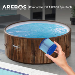 Arebos Zwembadfilter, 6 x filterpatronen, spa, whirlpools, antimicrobiële filter, blauw