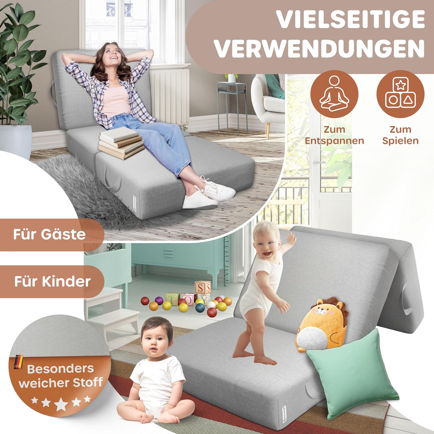 KESSER® Opvouwbaar matras - 90x200cm - Logeerbed - Grijs