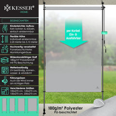 KESSER® Klemluifel - Balkonluifel - Zonwering - 120x310 cm - Grijs