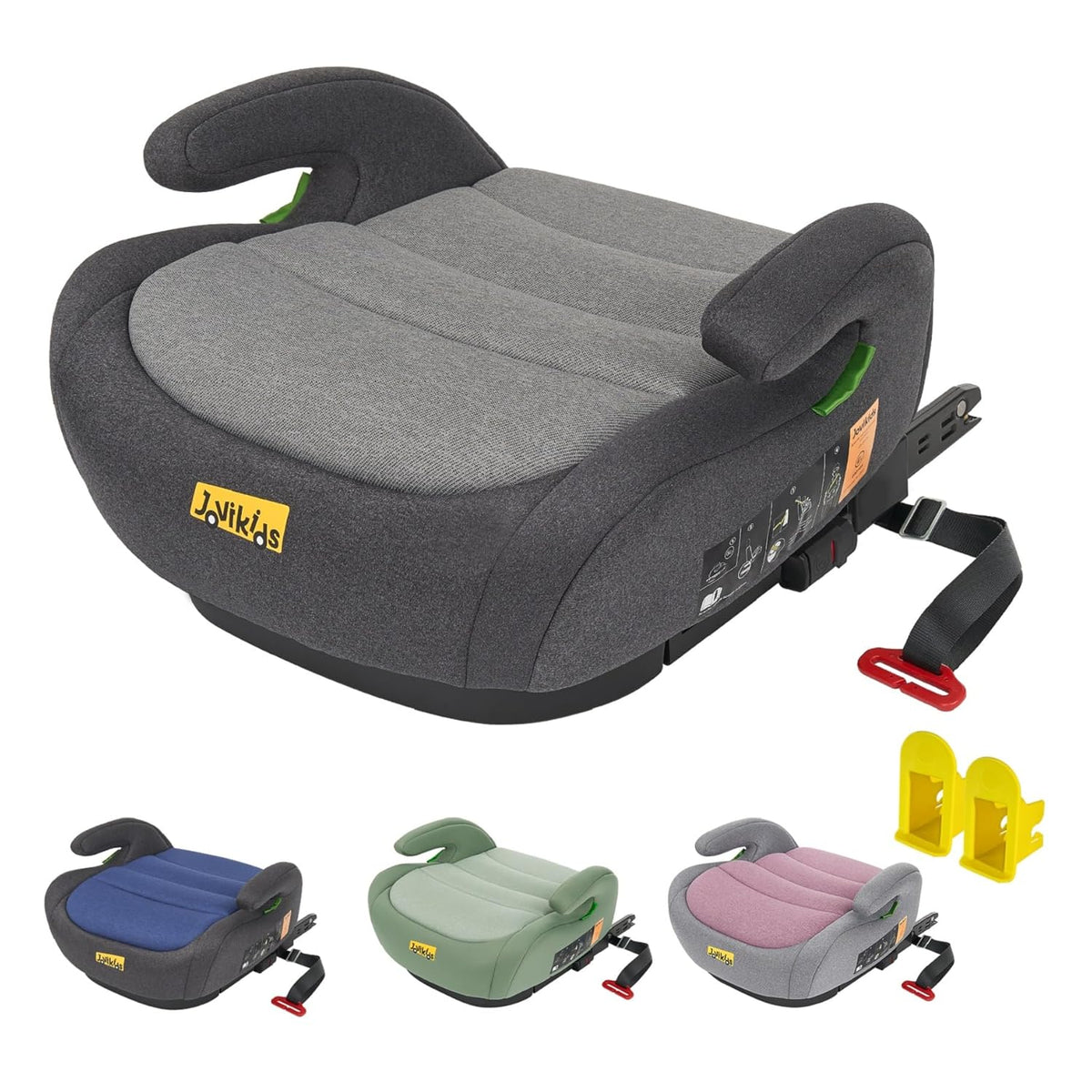 Zitverhoger isofix - Stoelverhoger auto - 6-12 jaar - Zwart - Jovikids
