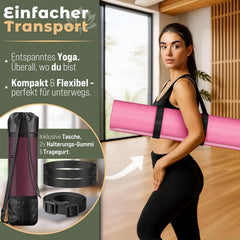 Yogamat - Fitness mat - Sportmat - Yoga mat extra dik - 183x61 cm - Roze - RE:SPORT