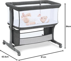 Ledikant - Babybed - 3 in 1 - Verstelbaar - Inklapbaar - Donkergrijs