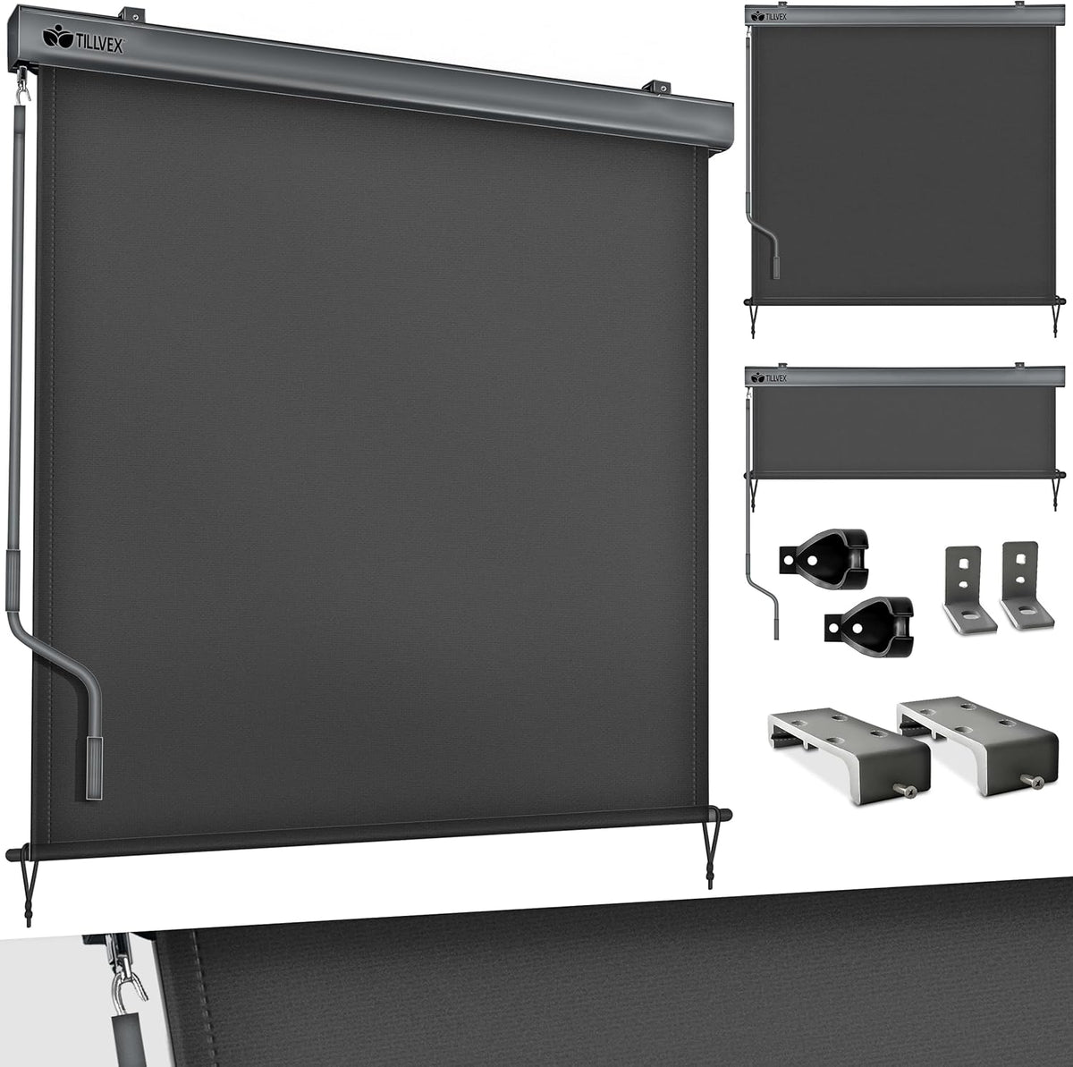 Tillvex® Klemluifel - Balkonluifel - Zonwering - 140x250cm - Antraciet