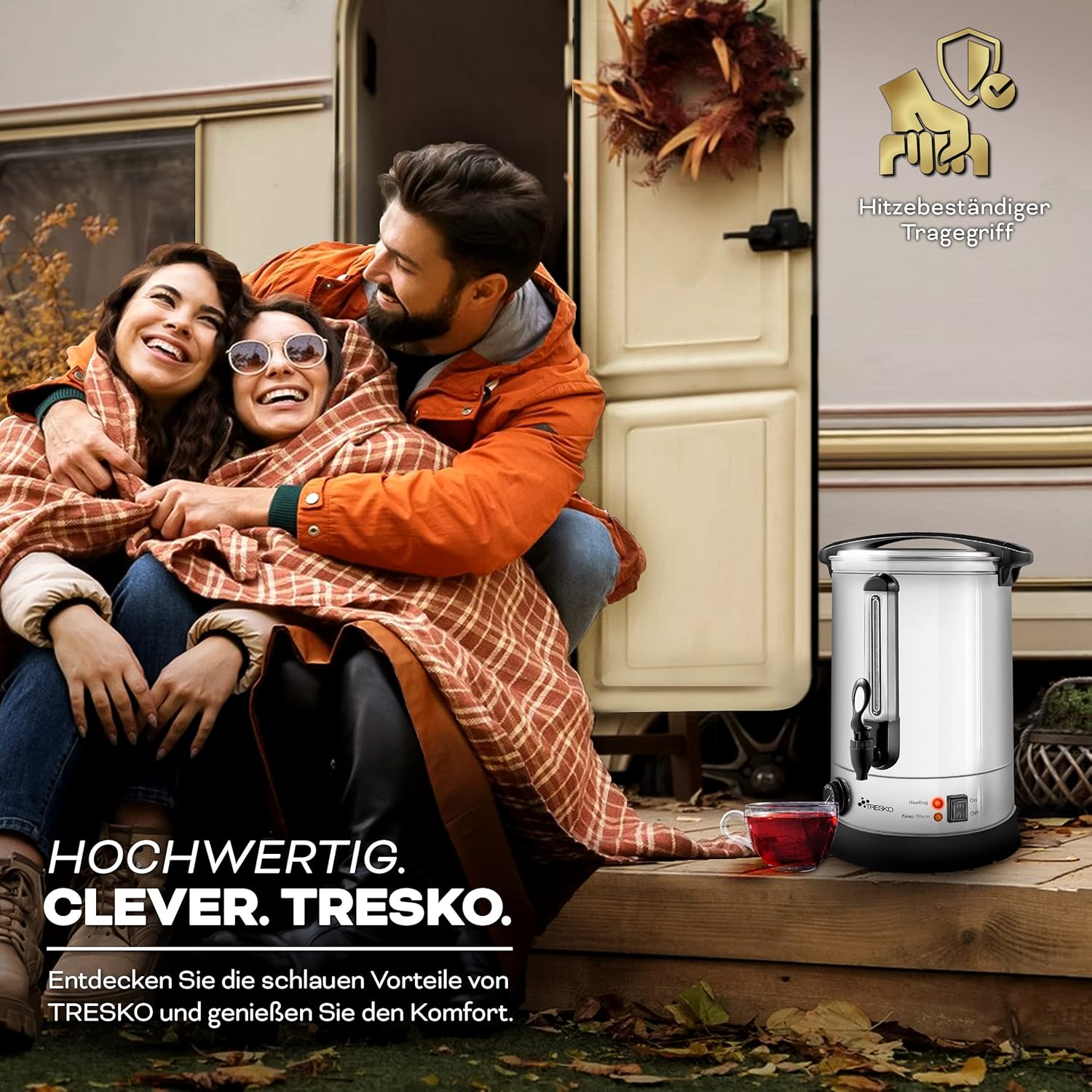 TRESKO® glühweinkoker, 20 l/2500 W, inmaaktoestel van roestvrij staal, glühweinautomaat, warmwaterdispenser