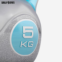 Gorilla Sports Kettlebell Trendy - Kunststof - 5 kg - Grijs - Blauw
