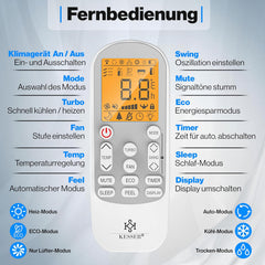 Split Unit Airco - Airconditioning - Warm & Koud - 9000 BTU - Wit - KESSER®