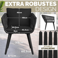 tillvex® Tuinstoel, 1 stuk, weerbestendig, met armleuning, outdoorstoelen tot 160 kg belastbaar, tuinstoelen, uv-bestendig, terrasstoel, fauteuil, tuinmeubelen, terras, balkon, tuin