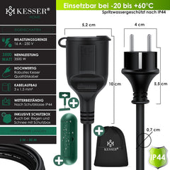 KESSER® Verlengkabel 25 meter voor binnen en buiten IP44 - Zwart