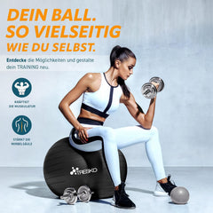 Fitness bal - Yoga bal - Pilates bal - Zwangerschapsbal - 55 cm - Zwart - TRESKO