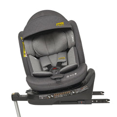 Jovikids 360° draaibaar kinderzitje met ISOFIX, i-size 40-150 cm (vanaf geboorte -12 jaar), babyautostoeltje, reboarder met ligfunctie en afneembare luifel, ECE R129 (grijs)