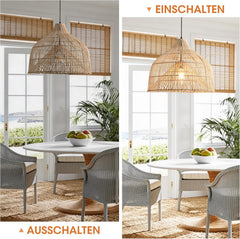 Hanglamp Parrot Uncle Rattan, 50 cm natuurlijke bamboe lampenkap, mandvormige hanglamp, in hoogte verstelbaar, E27 fitting voor eetkamer, woonkamer, slaapkamer, hal (lamp niet inbegrepen) [Energieklasse A]