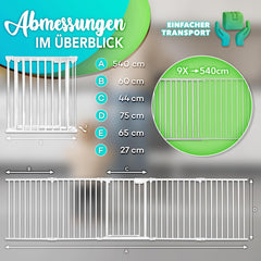 Veiligheidshek - Haardscherm - Hondenhek - 540 cm - Wit - KIDUKU®