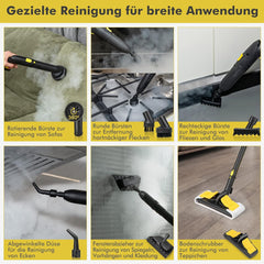 COSTWAY Stoomreiniger 2000 W, Vloerstomer met 1,8 L Waterreservoir en 13 Accessoires, Voor Tapijten, Ramen, Glas en Gordijnen – Geel
