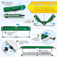 Veldbed - 1 Persoons - Kampeerbed - Stretcher - 190x64x44 cm - Groen - Tillvex®