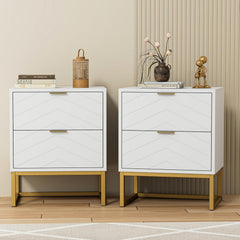Nachtkastje set van 2 - Bijzettafel - Opbergkastje - 56,5x56x33x5 cm - Wit- UEV