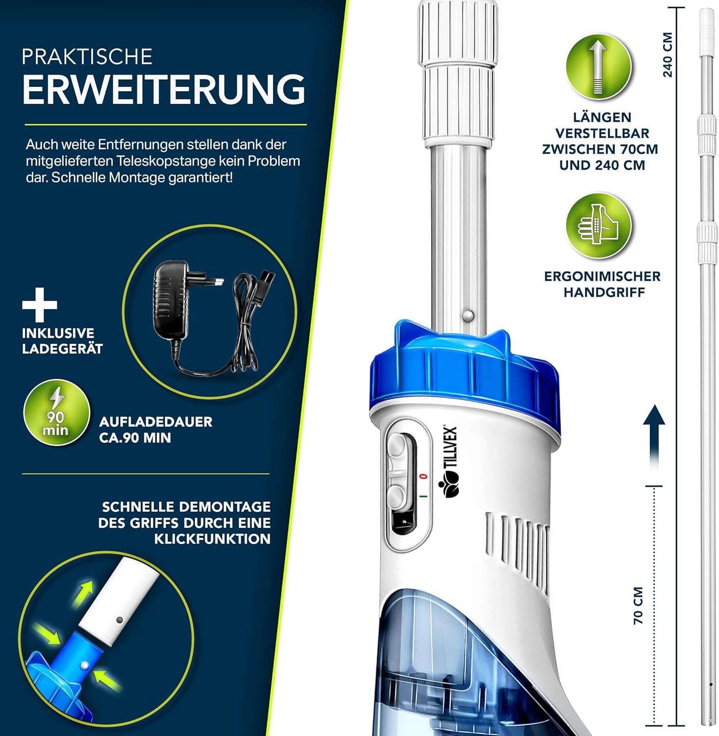 Zwembad stofzuiger - Zwembadstofzuiger - Zwembadreiniger - Blauw - Tillvex®
