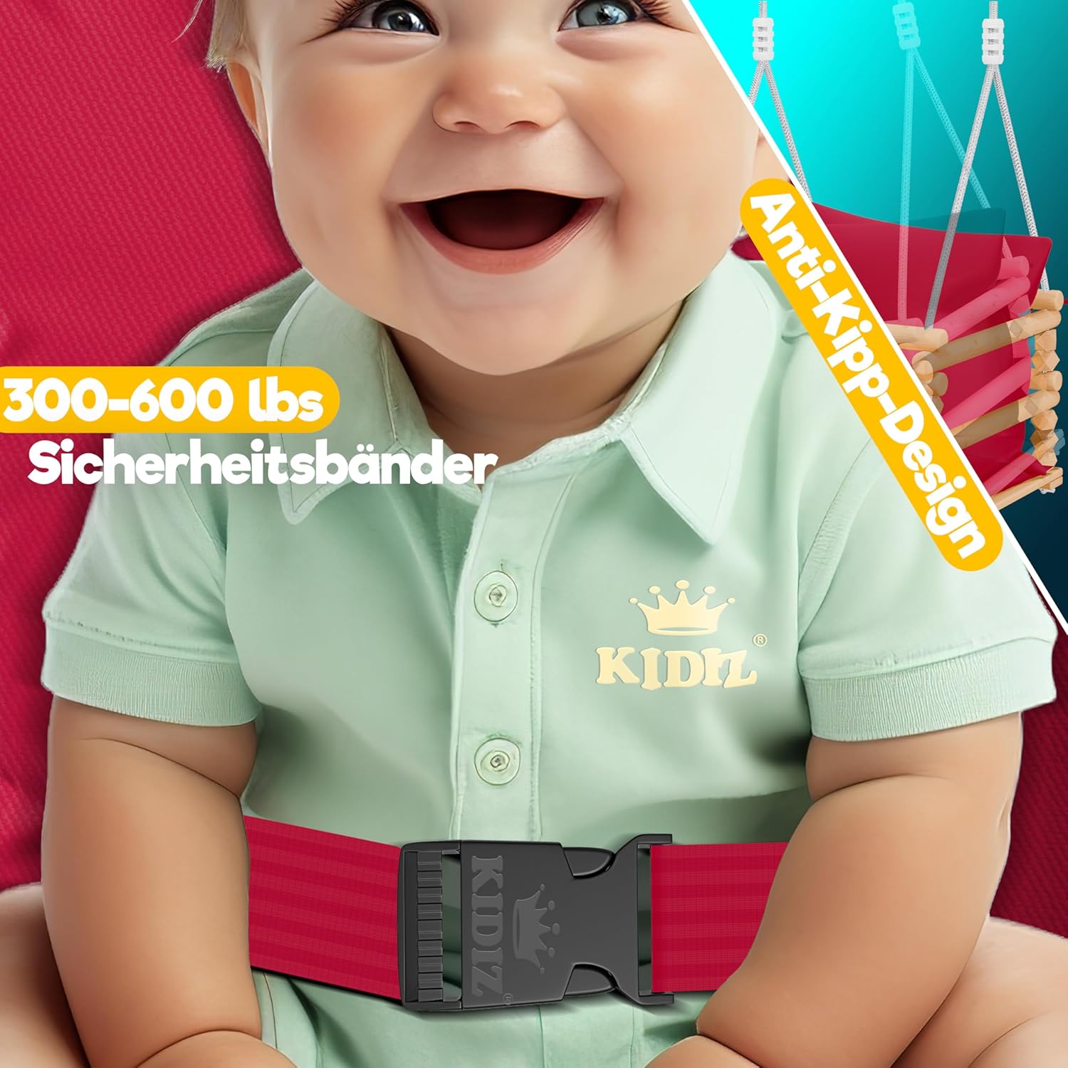 KIDIZ® Babyschommel - Kinderschommel - Baby Swing - Rood
