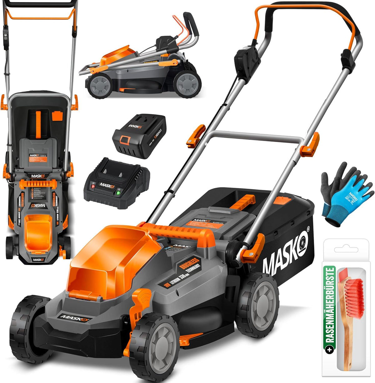 MASKO® Elektrische grasmaaier - Grastrimmer - 37cm - Grijs