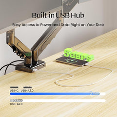 FlexiSpot bureauhouder voor twee monitoren, geschikt voor schermen van 43,2-81,3 cm (17-32 inch), met USB-poort, VESA 75/100 mm, ergonomisch, in hoogte verstelbaar, kantelbaar, draaibaar, maximaal
