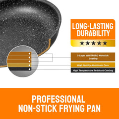 Fadware Pannenset, 4-delig, 20 + 24 + 28 cm, braadpannenset met afneembare handgreep, voor alle warmtebronnen, ook inductie, anti-aanbaklaag, ovenvast, eenvoudige reiniging, zwart