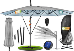 Zweefparasol - Tuinparasol - Parasol 460x270 cm - Met voet - Met Parasolhoes - Grijs - KESSER®