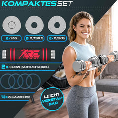 Dumbells set - Gewichten set - Halterset - Gietijzer - 2x5 kg - Zilver - RE:SPORT