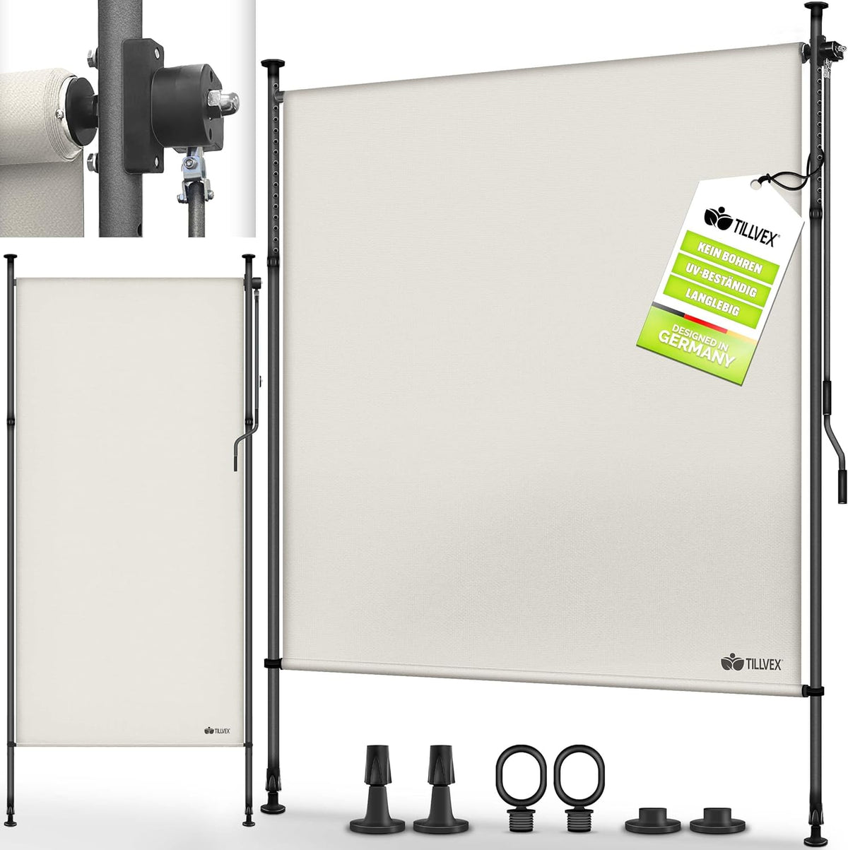 Tillvex® Klemluifel - Balkonluifel - Zonwering - 150x310 cm - Beige