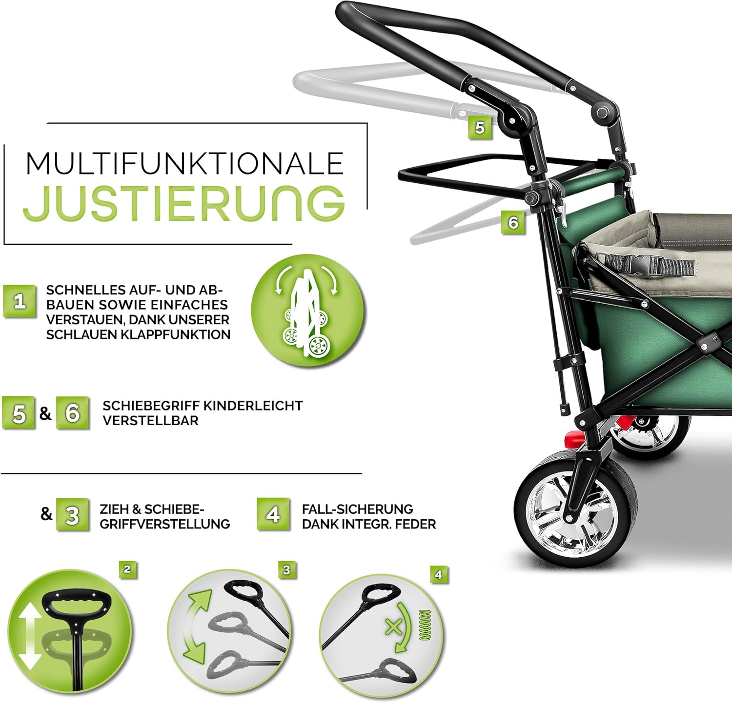 TRESKO® Bolderkar - Opvouwbaar - Bolderwagen - Groen