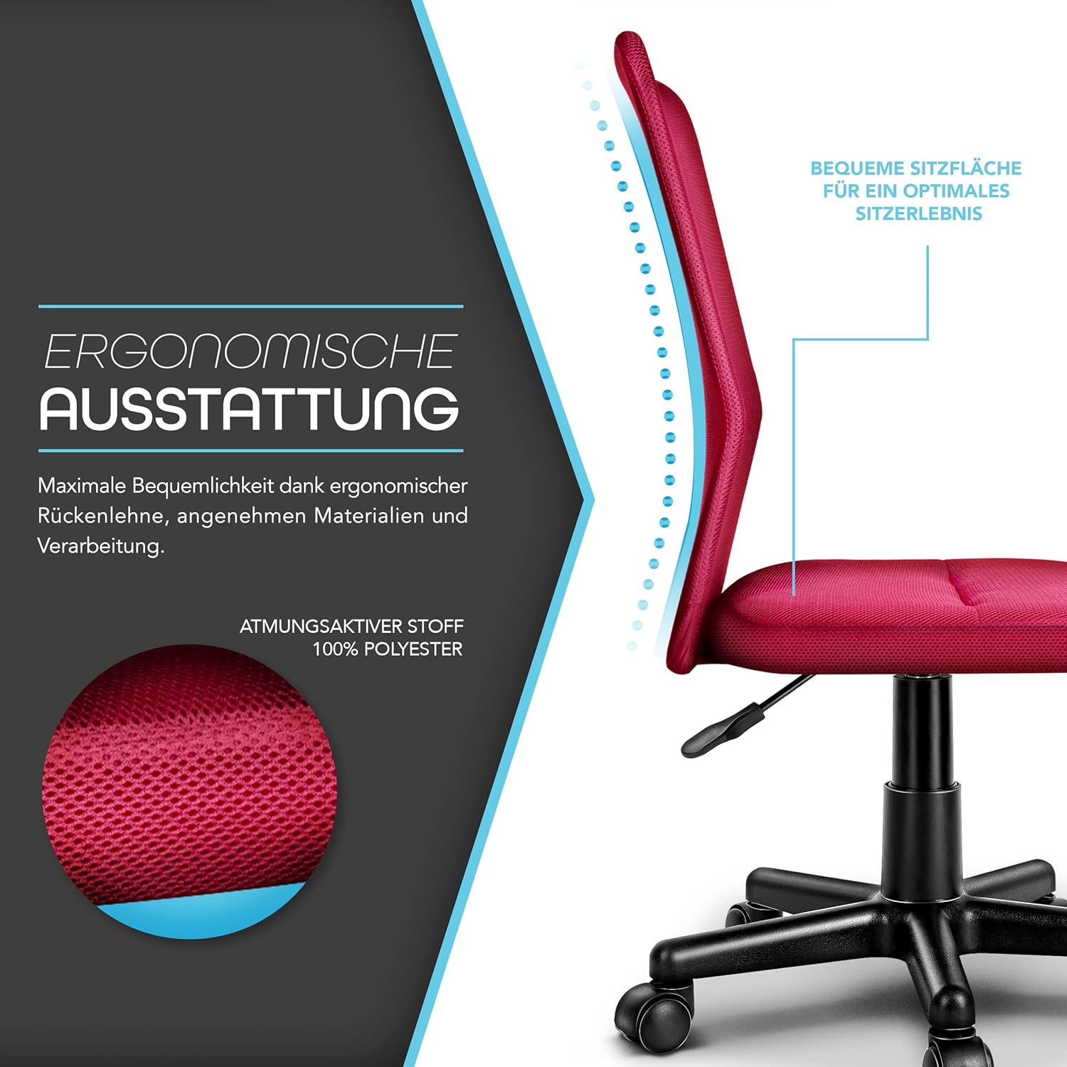 Ergonomische Bureaustoel - Verstelbaar - Rood - TRESKO