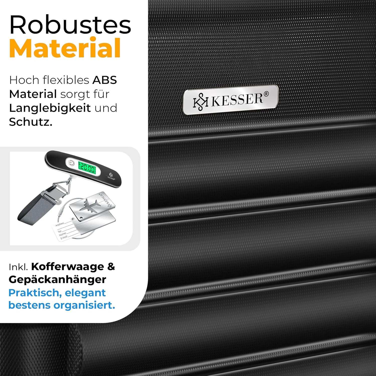 Kofferset - 3 delig - Trolley - Reiskofferset - Zwart - KESSER®