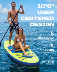 Sup Board - Opblaasbaar Paddle Board - 200 kg - Groen/Blauw - SOLAVERO