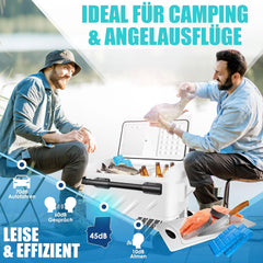 KESSER® Compressorkoelbox, elektrisch, 51 liter, campingvriesbox met led-touch, met app-besturing en koelaccu, USB-aansluiting, 12/24 V, 230 V, koelkastkoeling tot -20 °C, voor auto, vrachtwagen, wit
