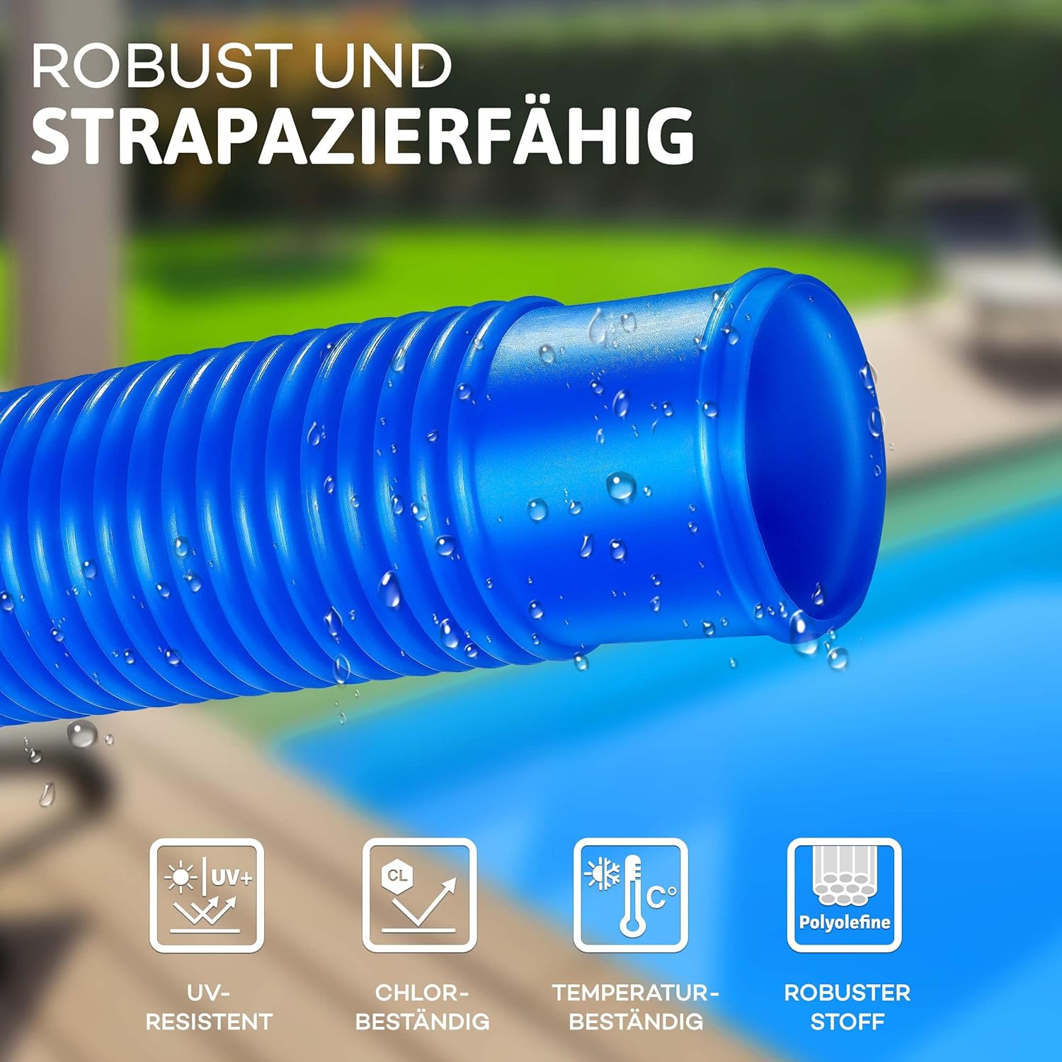 Tillvex® Zwembadslang - 8m- Ø32mm - Blauw