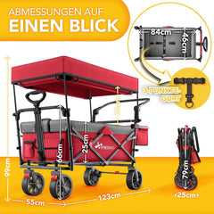Bolderkar - Opvouwbaar - Bolderwagen  - Rood - TRESKO®