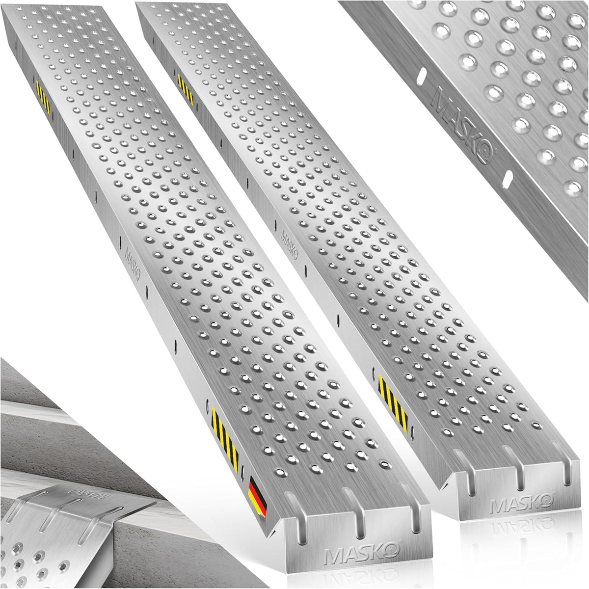 MASKO® 2 x oprijplaat, laadplat, laadrail, verzinkt staal, antislip, 200 kg per stuk, max. 400 kg per paar, voor motorfiets, ATV, quad, auto, aanhangerhelling