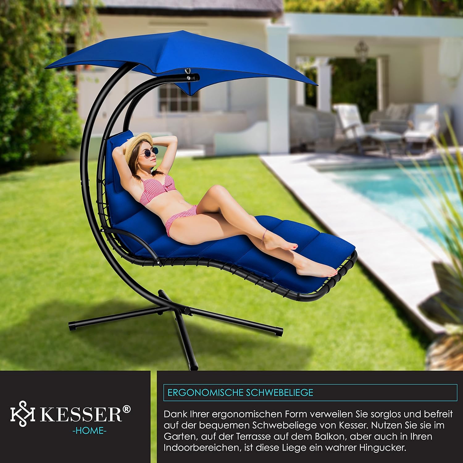 Kesser® Hangstoel - Ligstoel - Ligbed - 200x194x100cm - Blauw