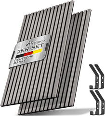 Wandpanelen - Akoestische panelen - Lattenwand - 2 stuks - 120x60 cm - Grijs - TRESKO
