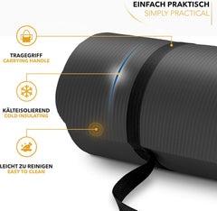 Yoga mat - Fitness mat - Sport mat - Anti slip - Extra dik - Zwart