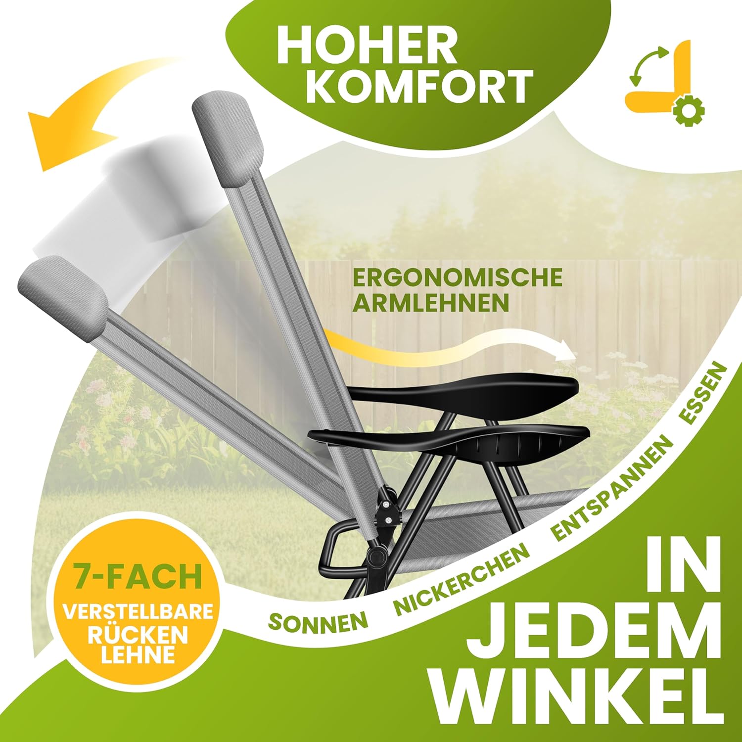 KESSER® Tuinstoel Opklapbaar - Set van 2 - Antislip - Grijs
