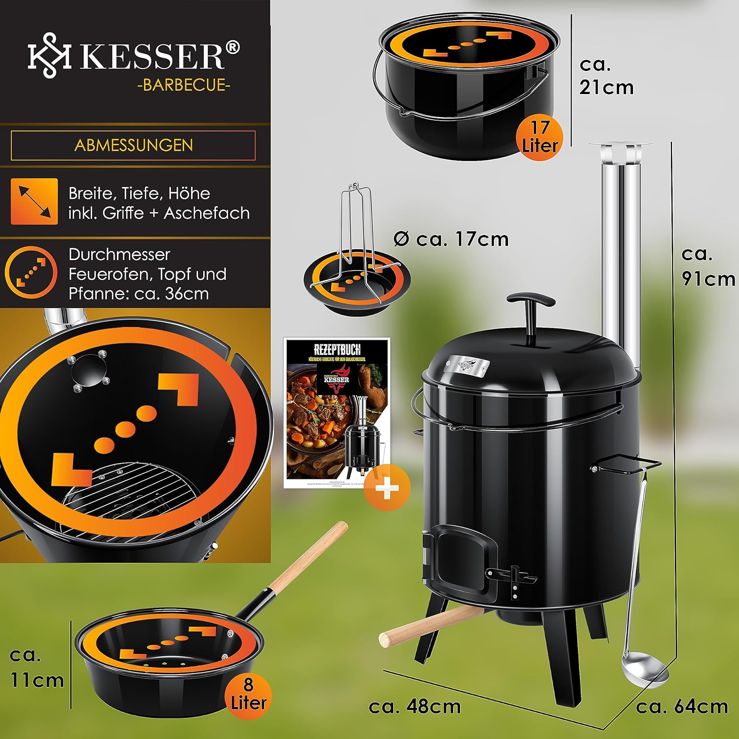 KESSER® Goulashketel - Goulashpot - Kookpot - Geëmailleerd - Zwart