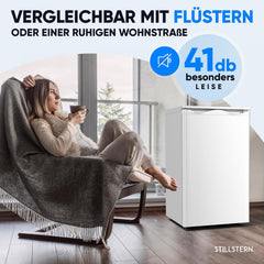 Stillstern Vriezer Klein (73L) 4-sterren vriesvak -18 ° C. Energiever., Mini Freezer met 3 vakken, traploos regelmatig, temp., kleine diepvriezer, deuraanslag r./l. diepvriezer wit