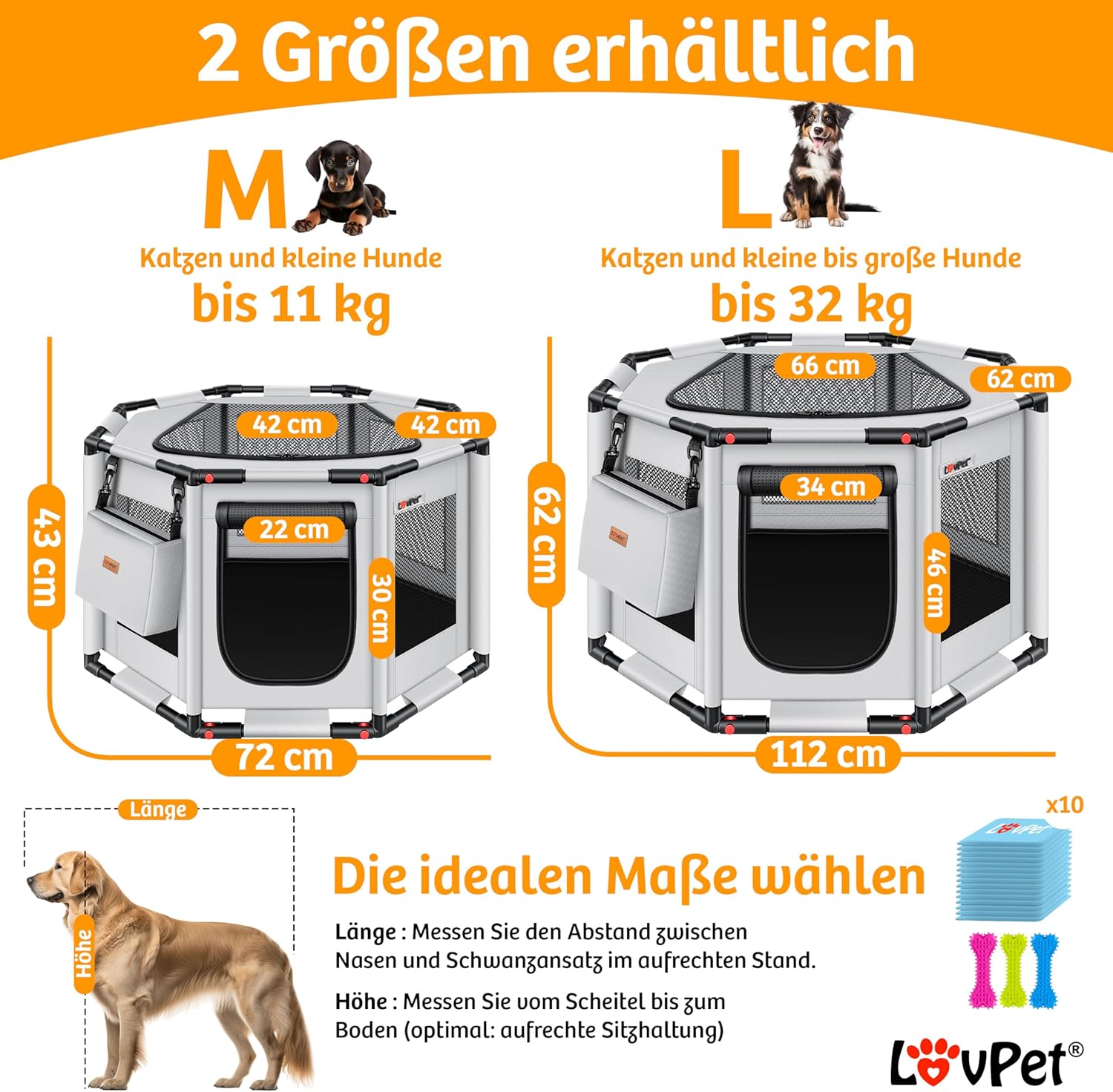LOVPET® Puppyren - Hondenren - 72x72x43cm - Antraciet