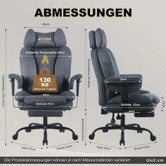 Ergonomische Bureaustoel -  Office Chair - Gamestoel - Volwassenen - Grijs - SYMINO